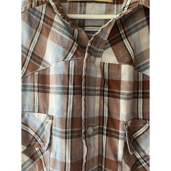 Bit & Bridle Shirt Men's Size Pearl Snap Western Plaid Short‎ Sleeve Pockets - Picture 5 of 6
